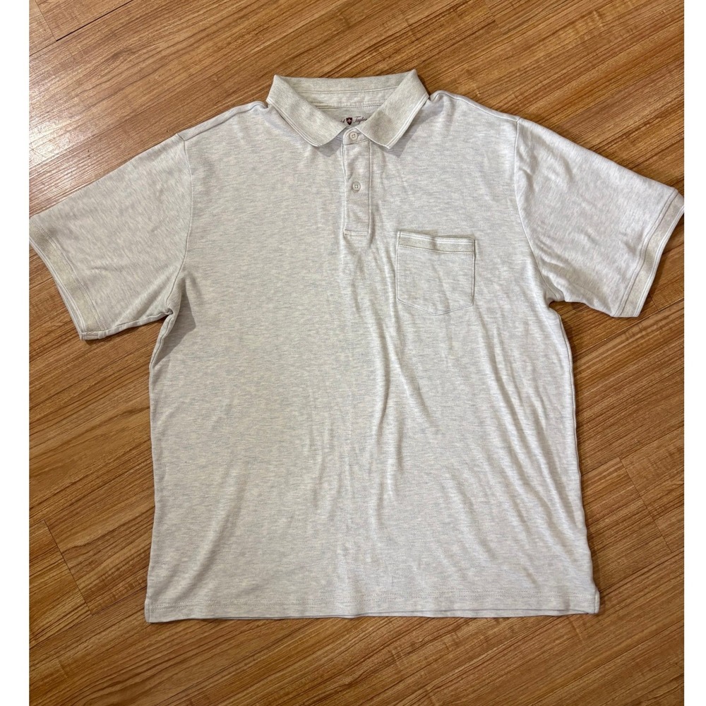 David Taylor Polo Shirt Mens XLT Heather Tan Beige Short Sleeve Pocket Golf